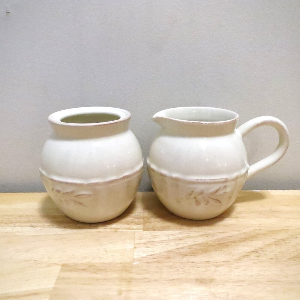 Costa Nova Portugal Creamer & Open Sugar Bowl No Lid Stoneware